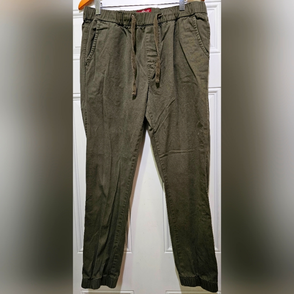 Ladies Matchstick Drawstring Jogger Pants size XL/34 Khaki Green